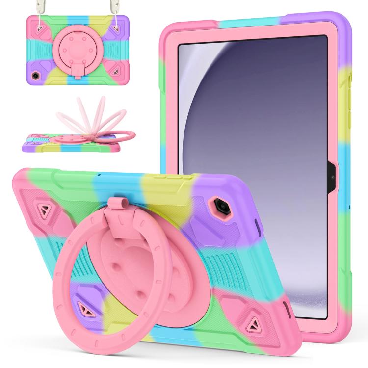 For Samsung Galaxy Tab A11+ / A9+ Space Planet Ring Holder Silicone Hydric PC Tablet Case with Shoulder Strap