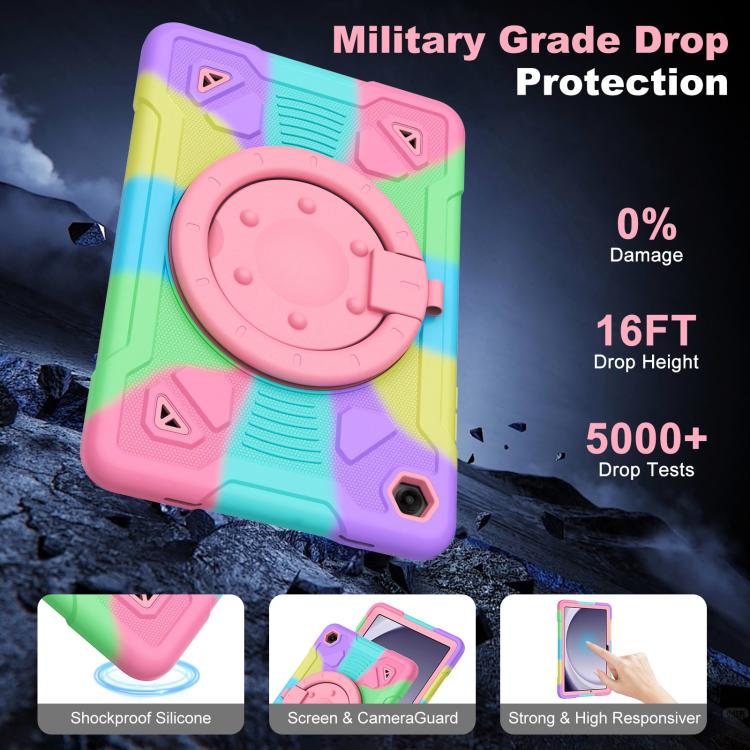For Samsung Galaxy Tab A11+ / A9+ Space Planet Ring Holder Silicone Hydric PC Tablet Case with Shoulder Strap