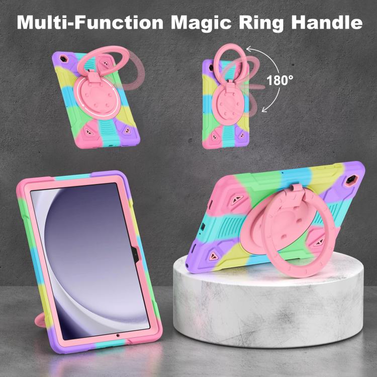 For Samsung Galaxy Tab A11+ / A9+ Space Planet Ring Holder Silicone Hydric PC Tablet Case with Shoulder Strap