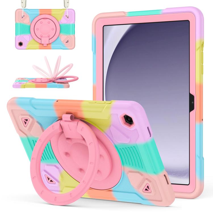 For Samsung Galaxy Tab A11+ / A9+ Space Planet Ring Holder Silicone Hydric PC Tablet Case with Shoulder Strap