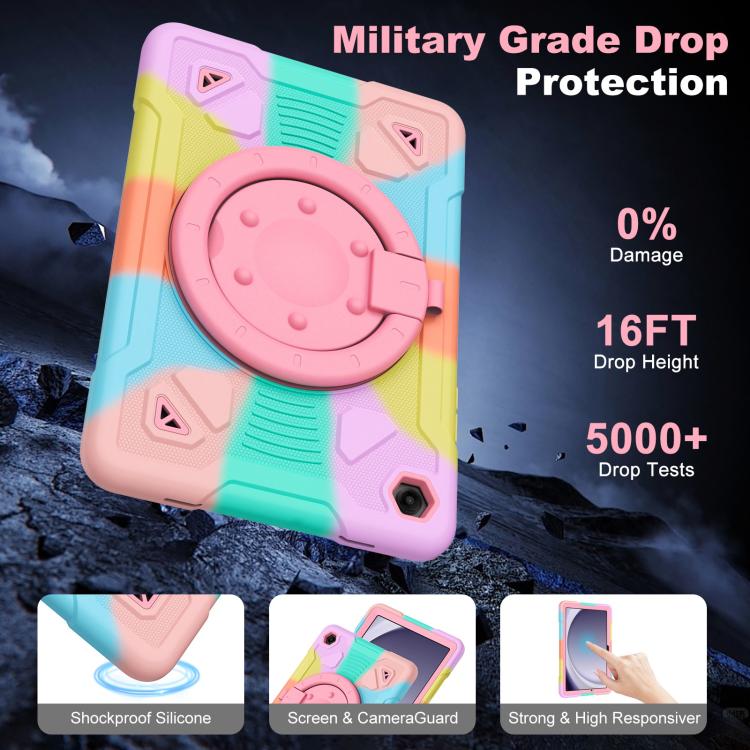 For Samsung Galaxy Tab A11+ / A9+ Space Planet Ring Holder Silicone Hydric PC Tablet Case with Shoulder Strap