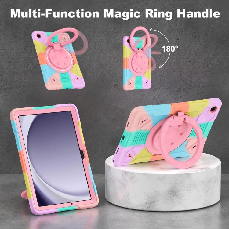 For Samsung Galaxy Tab A11+ / A9+ Space Planet Ring Holder Silicone Hydric PC Tablet Case with Shoulder Strap