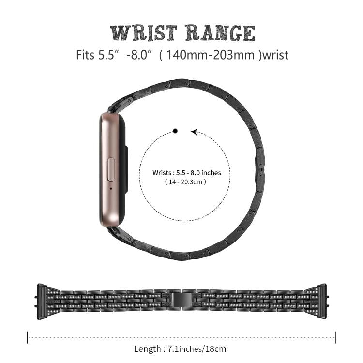For Honor Watch X5 Five Beads Dual Row Diamond Stainless Steel Watch Band