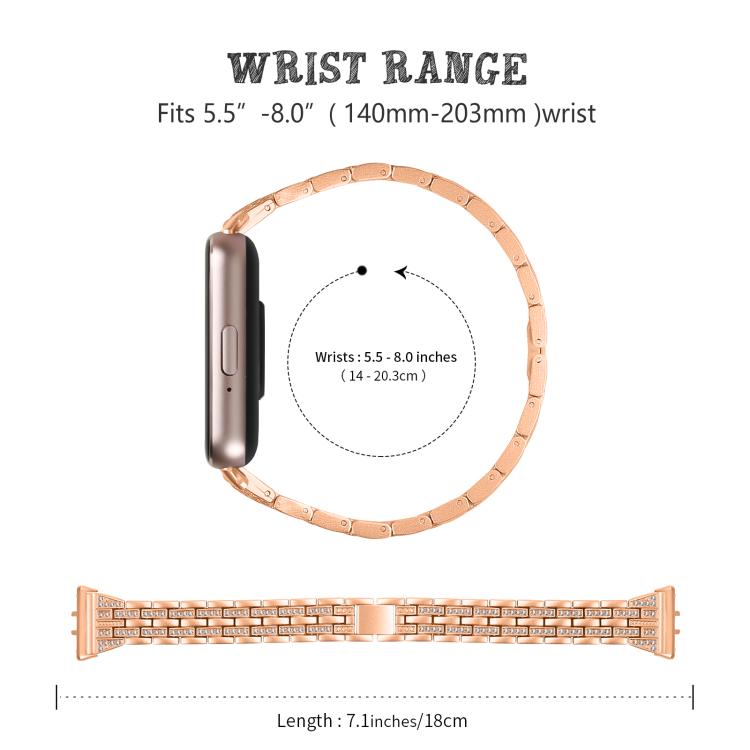 For Honor Watch X5 Five Beads Dual Row Diamond Stainless Steel Watch Band