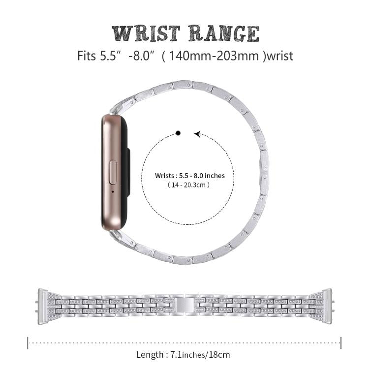 For Honor Watch X5 Five Beads Dual Row Diamond Stainless Steel Watch Band