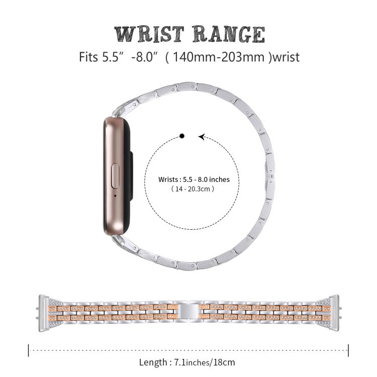 For Honor Watch X5 Five Beads Dual Row Diamond Stainless Steel Watch Band