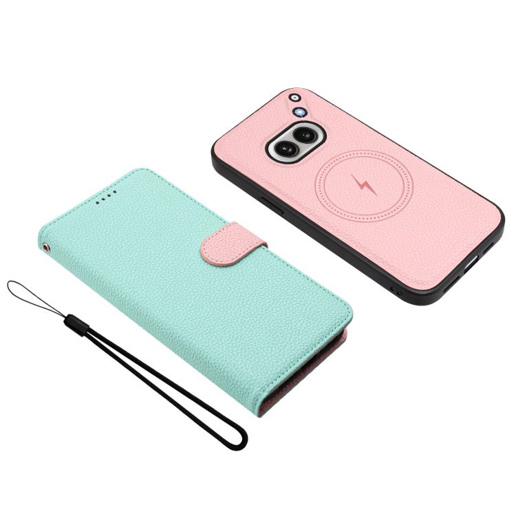 For Nothing Phone 2a Detachable Litchi Texture Magnetic Vegan Leather Phone Case