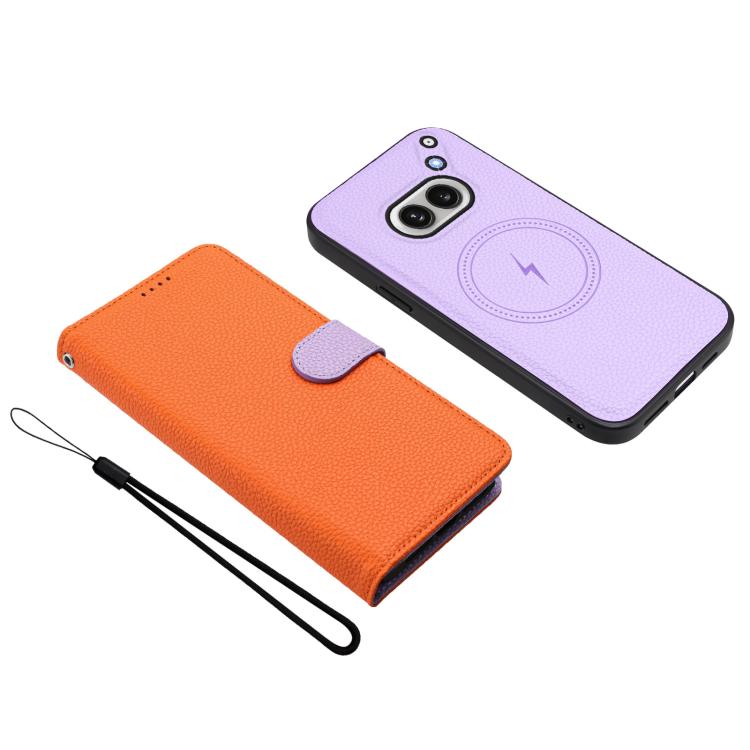 For Nothing Phone 2a Detachable Litchi Texture Magnetic Vegan Leather Phone Case