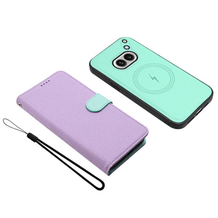 For Nothing Phone 2a Detachable Litchi Texture Magnetic Vegan Leather Phone Case