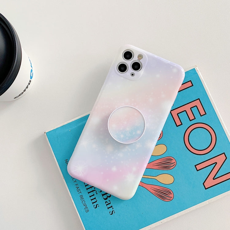 For iPhone 12 Pro Max Shockproo Colorful Glitter Marble Protective Case with Folding Holder