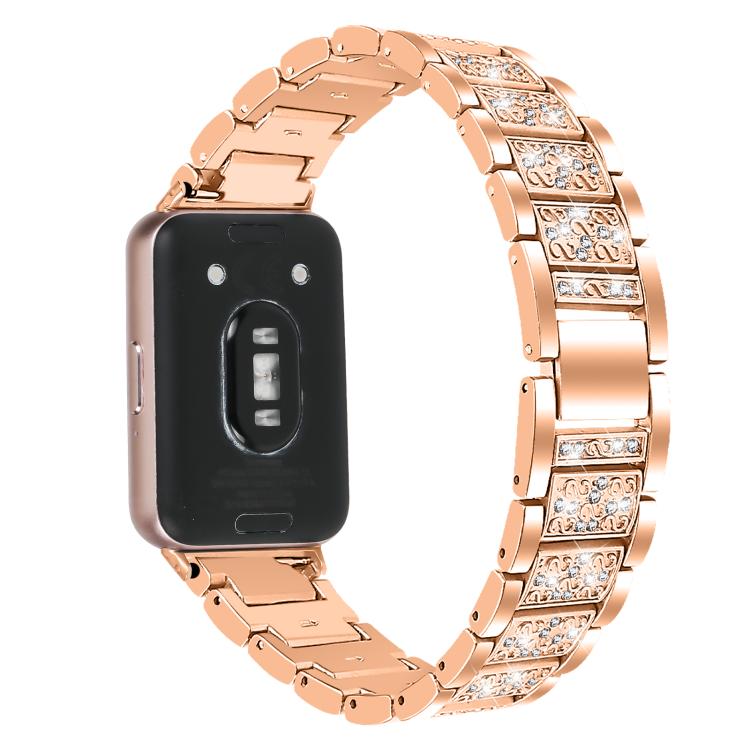For Honor Watch X5 Three Beads Diamond Stainless Steel Watch Band