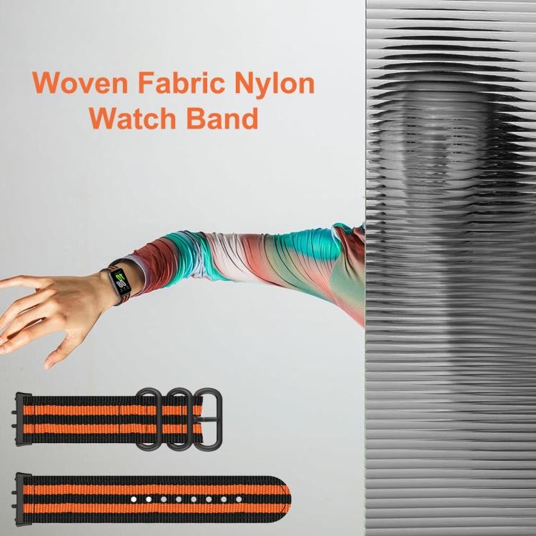 For Honor Watch X5 Three Ring Buckle Woven Fabric Nylon Watch Band