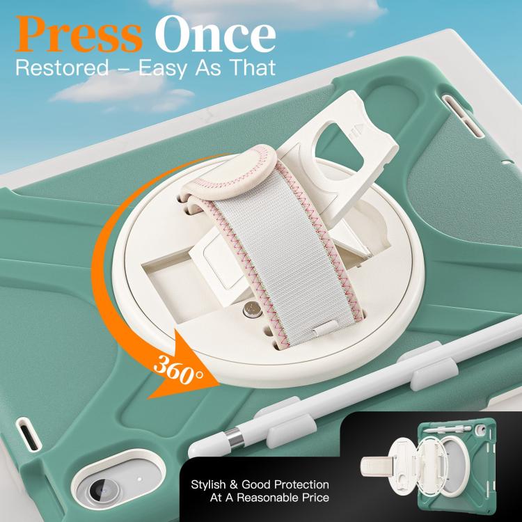 For iPad 2025 / 2022 Rotatable Holder Silicone Hybrid PC Tablet Case with Shoulder Strap & Pen Slot