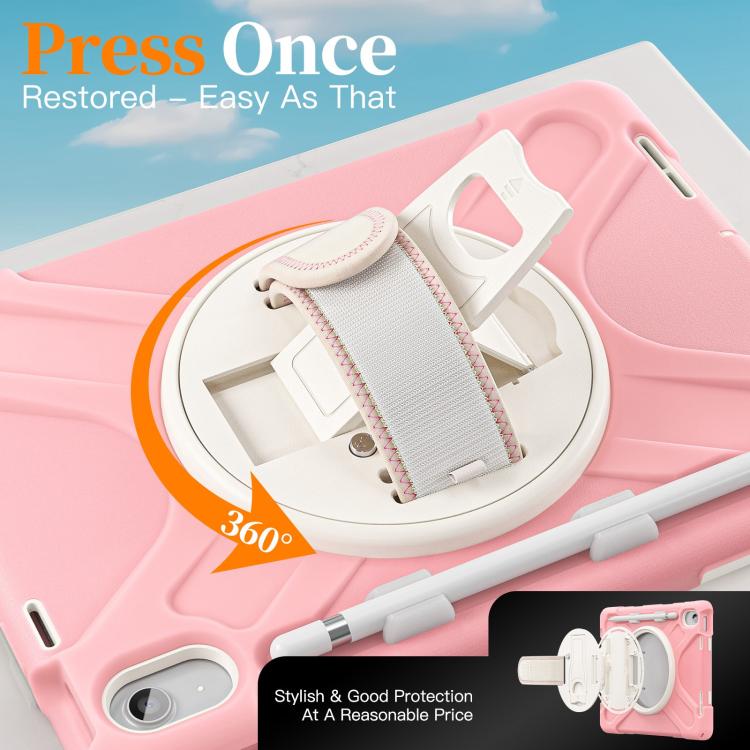 For iPad 2025 / 2022 Rotatable Holder Silicone Hybrid PC Tablet Case with Shoulder Strap & Pen Slot