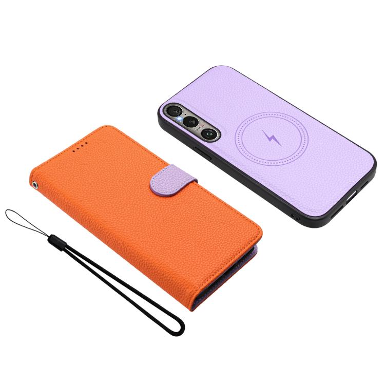 For Sony Xperia 1 VI Detachable Litchi Texture Magnetic Vegan Leather Phone Case