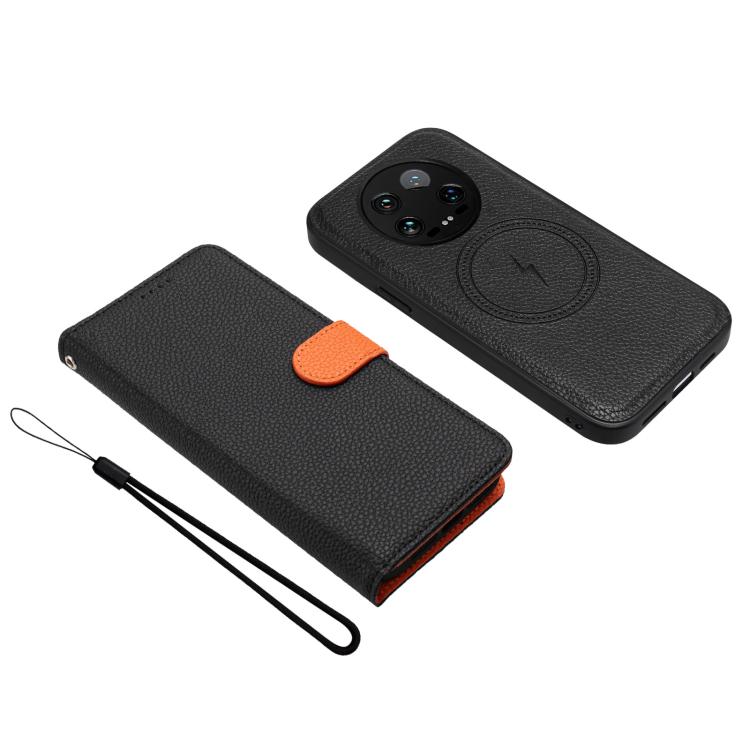 For Xiaomi 14 Ultra Detachable Litchi Texture Magnetic Vegan Leather Phone Case