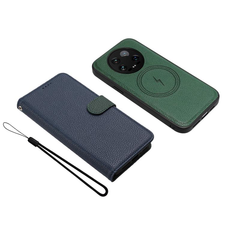 For Xiaomi 14 Ultra Detachable Litchi Texture Magnetic Vegan Leather Phone Case