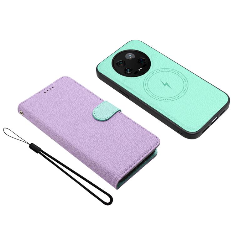 For Xiaomi 14 Ultra Detachable Litchi Texture Magnetic Vegan Leather Phone Case