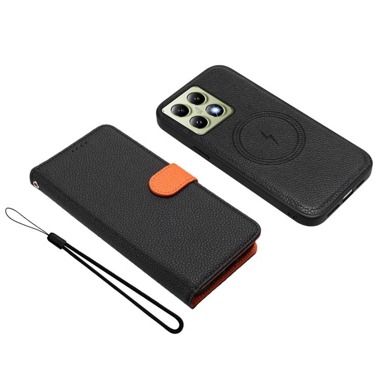 For Xiaomi 14T Detachable Litchi Texture Magnetic Vegan Leather Phone Case