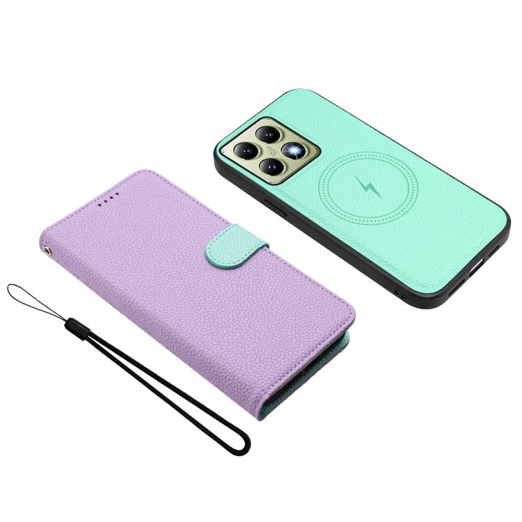 For Xiaomi 14T Pro Detachable Litchi Texture Magnetic Vegan Leather Phone Case