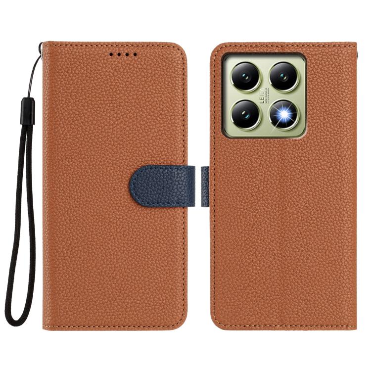 For Xiaomi 14T Pro Detachable Litchi Texture Magnetic Vegan Leather Phone Case