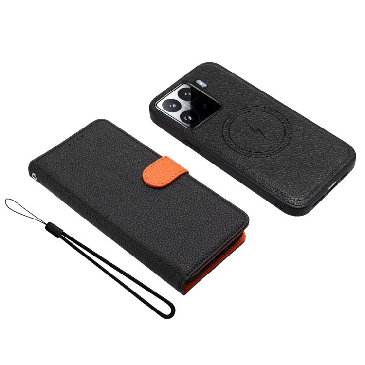 For Xiaomi 15 Detachable Litchi Texture Magnetic Vegan Leather Phone Case