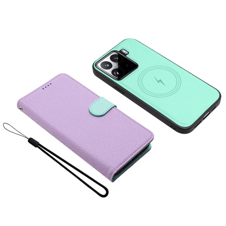For Xiaomi 15 Detachable Litchi Texture Magnetic Vegan Leather Phone Case