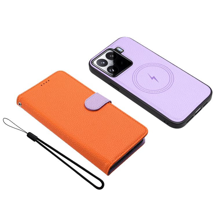 For Xiaomi 15 Pro Detachable Litchi Texture Magnetic Vegan Leather Phone Case