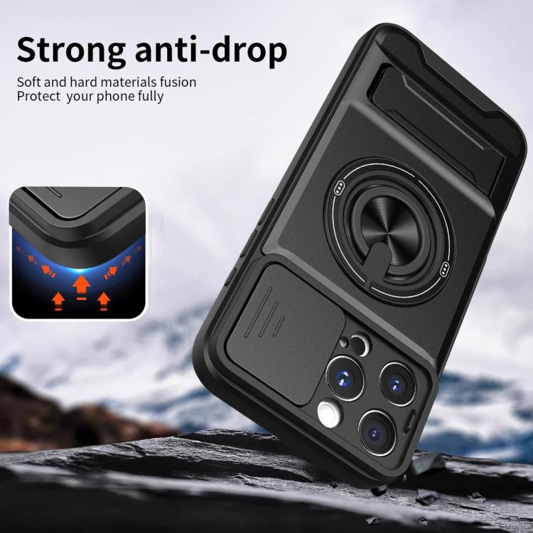 For iPhone 16 Pro Max Lens Sliding Window Multifunctional Magnetic Shockproof Phone Case