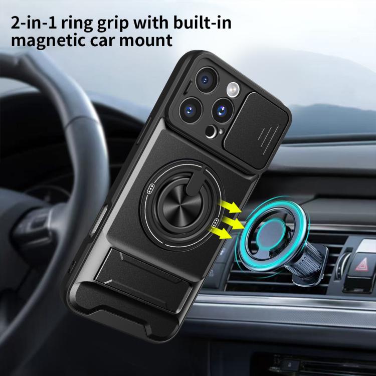 For iPhone 16 Pro Max Lens Sliding Window Multifunctional Magnetic Shockproof Phone Case