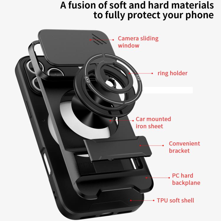 For iPhone 17 Pro Lens Sliding Window Multifunctional Magnetic Shockproof Phone Case