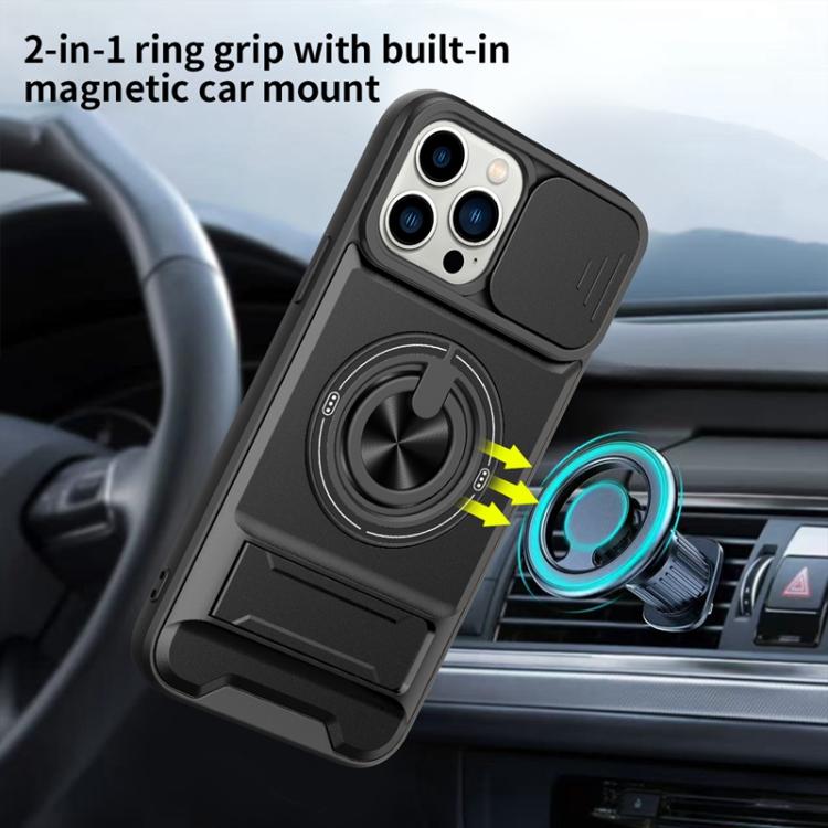 For iPhone 13 Pro Max Lens Sliding Window Multifunctional Magnetic Shockproof Phone Case