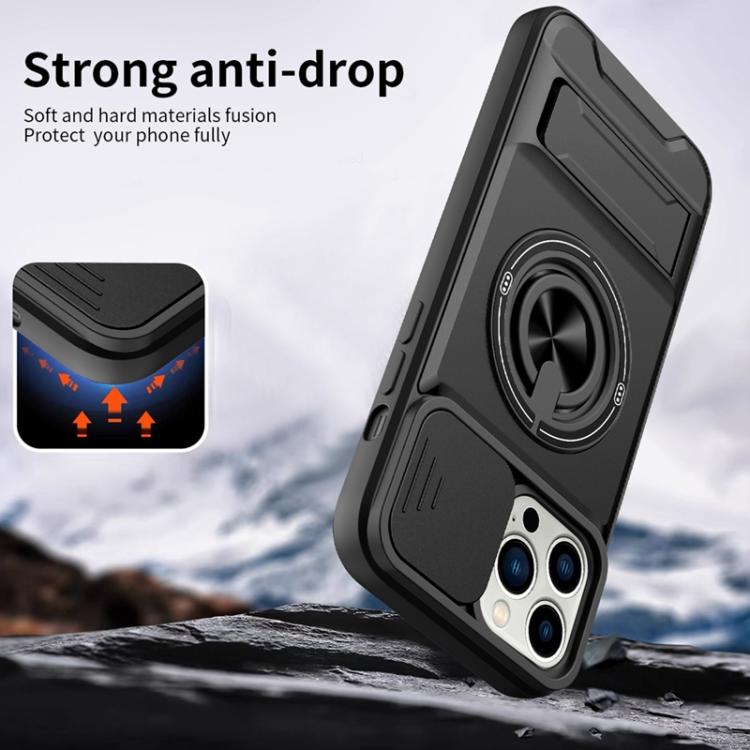 For iPhone 13 Pro Max Lens Sliding Window Multifunctional Magnetic Shockproof Phone Case