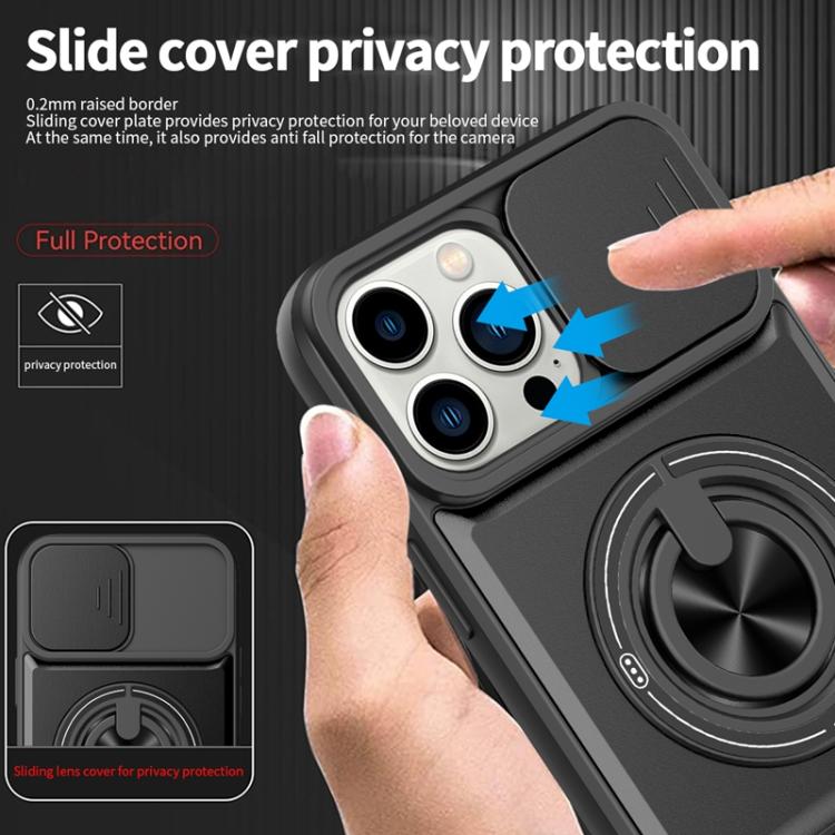 For iPhone 13 Pro Max Lens Sliding Window Multifunctional Magnetic Shockproof Phone Case