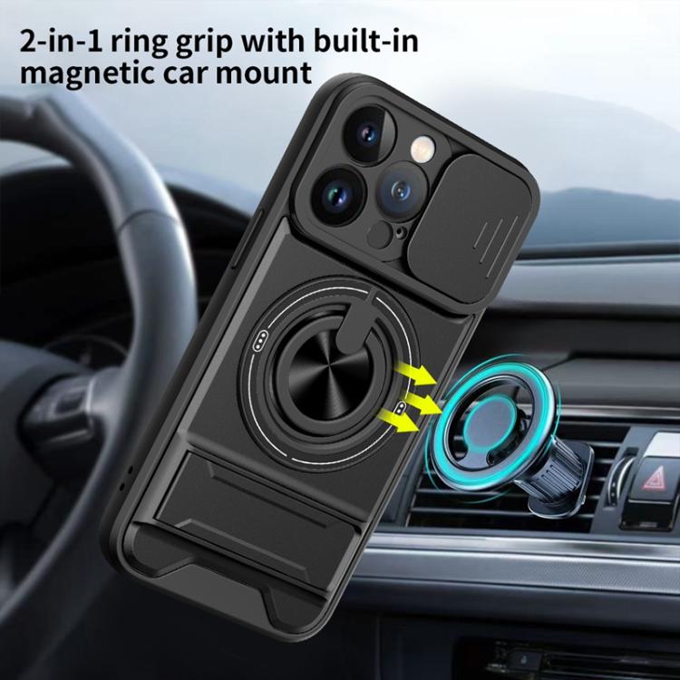 For iPhone 13 Pro Lens Sliding Window Multifunctional Magnetic Shockproof Phone Case