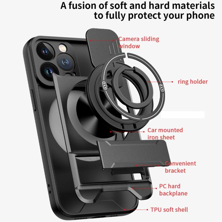 For iPhone 13 Pro Lens Sliding Window Multifunctional Magnetic Shockproof Phone Case