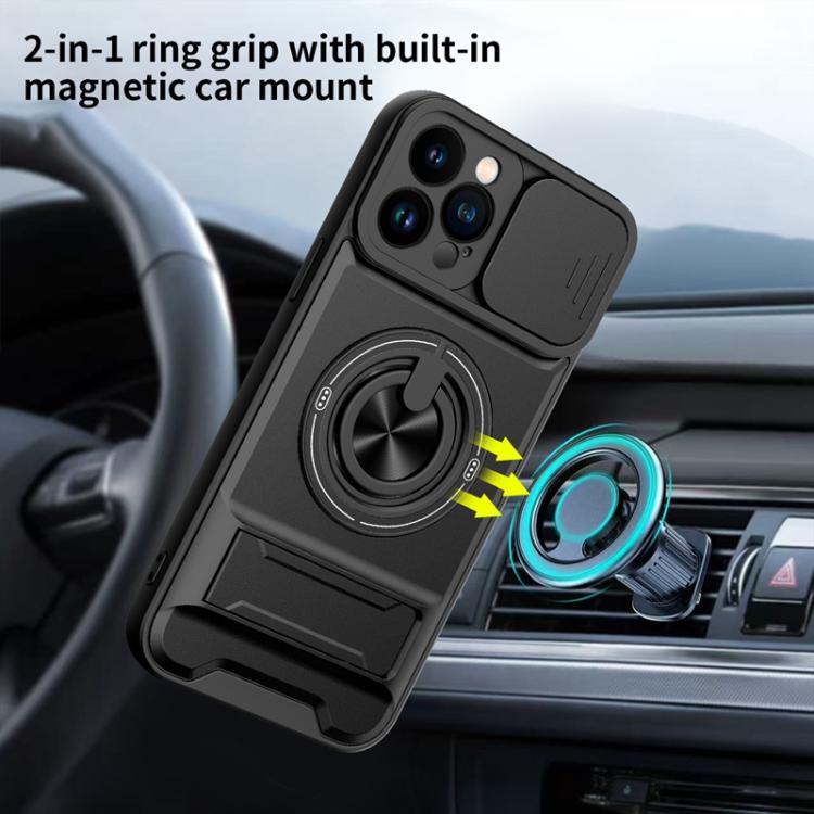 For iPhone 12 Pro Max Lens Sliding Window Multifunctional Magnetic Shockproof Phone Case