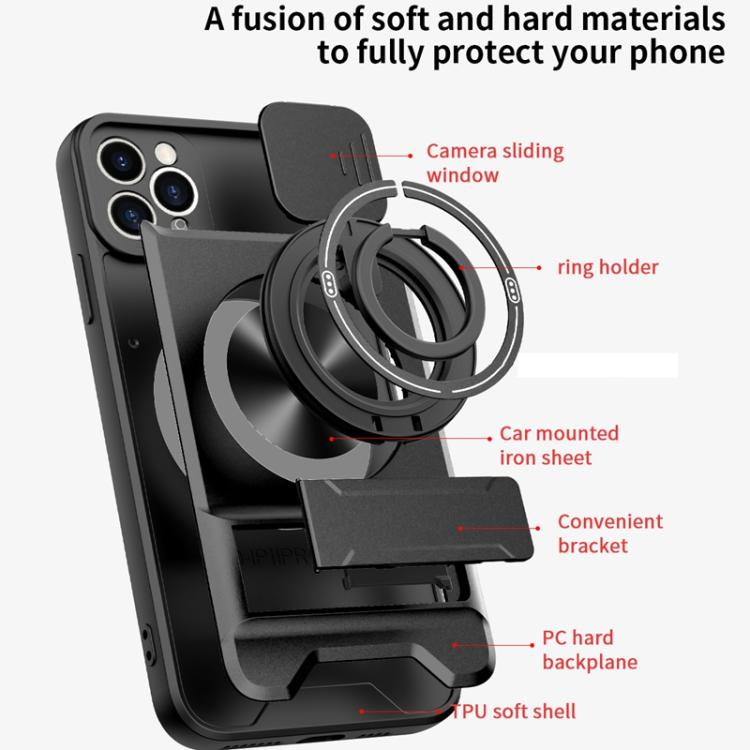 For iPhone 11 Pro Max Lens Sliding Window Multifunctional Magnetic Shockproof Phone Case