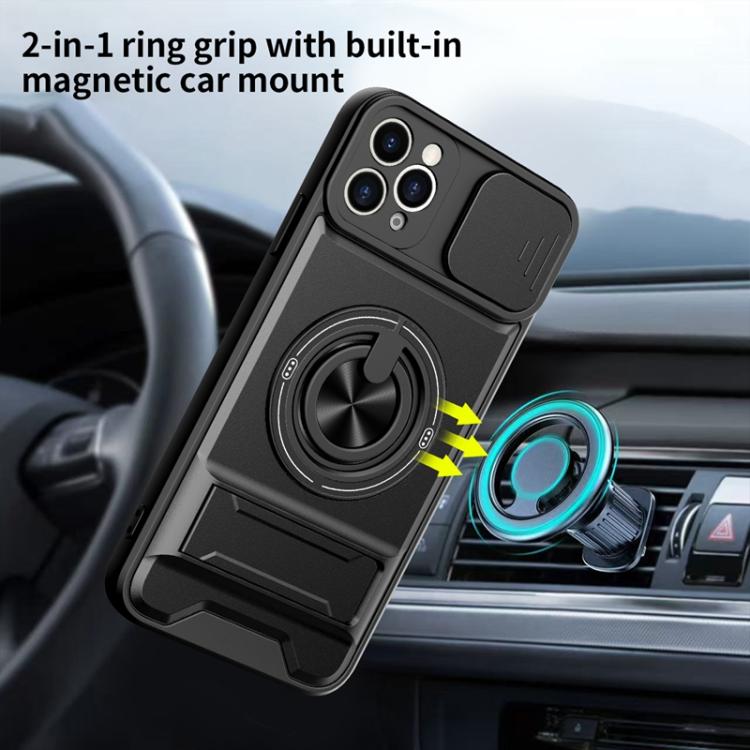 For iPhone 11 Pro Max Lens Sliding Window Multifunctional Magnetic Shockproof Phone Case