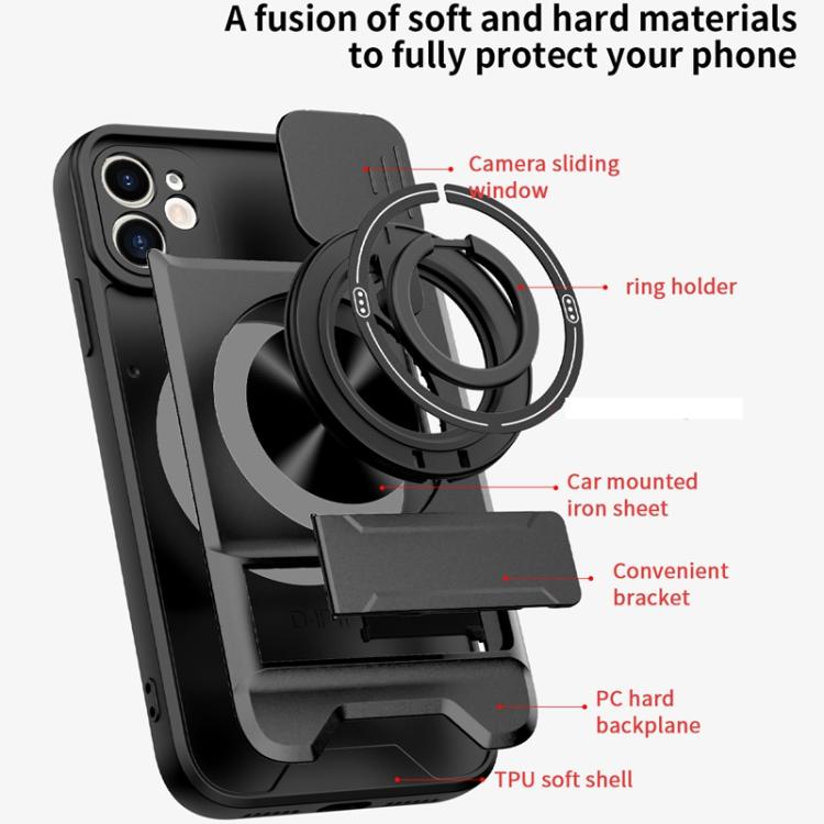 For iPhone 11 Lens Sliding Window Multifunctional Magnetic Shockproof Phone Case