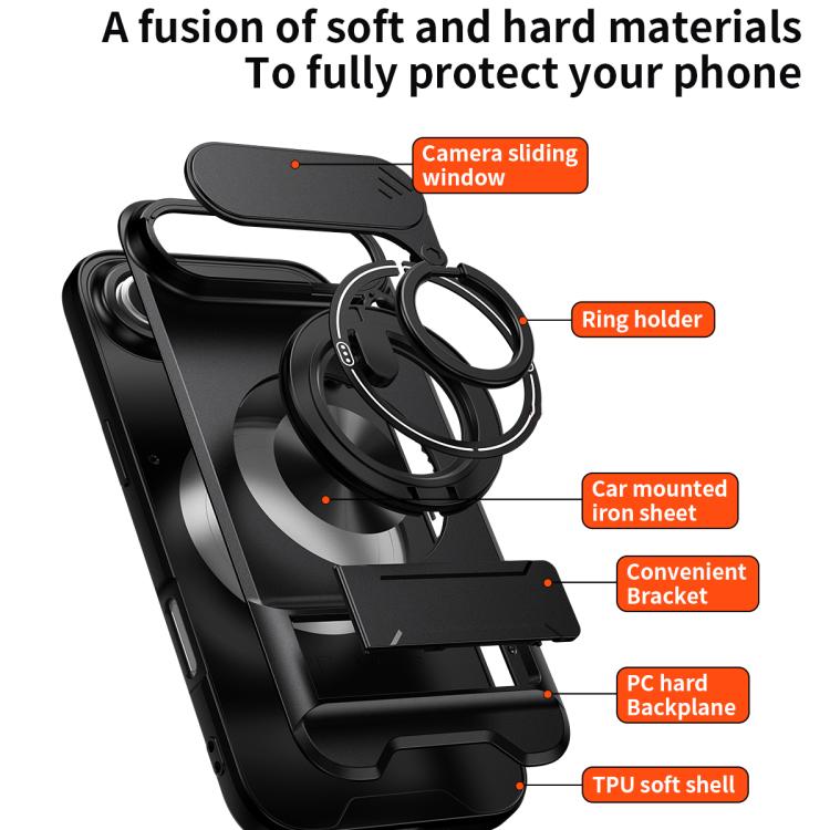 For iPhone Air Lens Sliding Window Multifunctional Magnetic Shockproof Phone Case