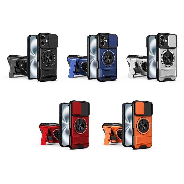 For iPhone 16 Lens Sliding Window Multifunctional Magnetic Shockproof Phone Case