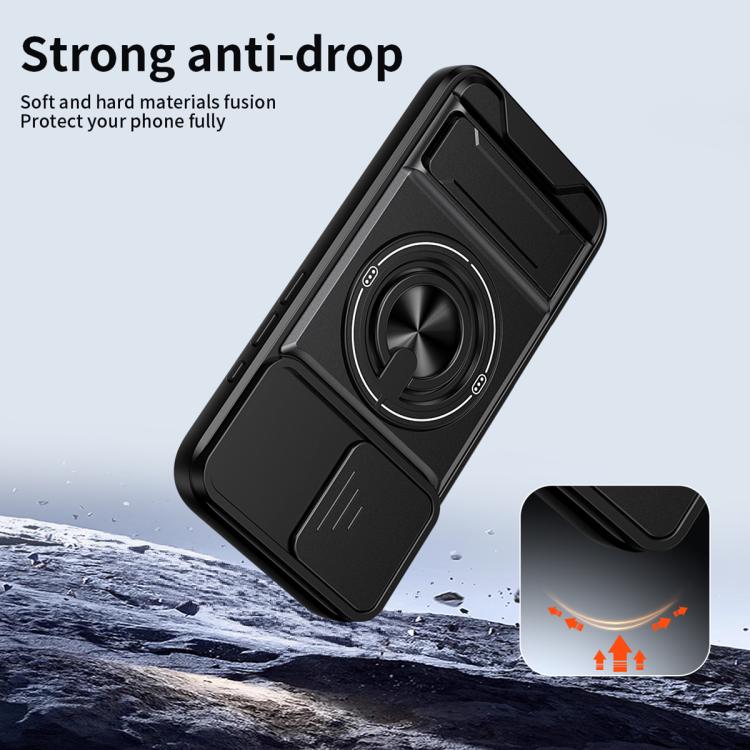 For iPhone 16 Lens Sliding Window Multifunctional Magnetic Shockproof Phone Case