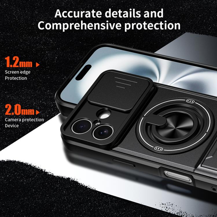 For iPhone 16 Lens Sliding Window Multifunctional Magnetic Shockproof Phone Case