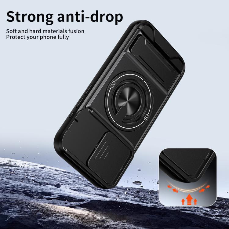 For iPhone 15 Pro Lens Sliding Window Multifunctional Magnetic Shockproof Phone Case