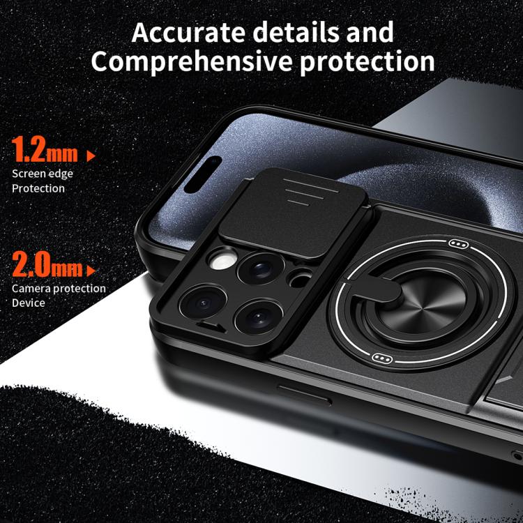 For iPhone 15 Pro Lens Sliding Window Multifunctional Magnetic Shockproof Phone Case