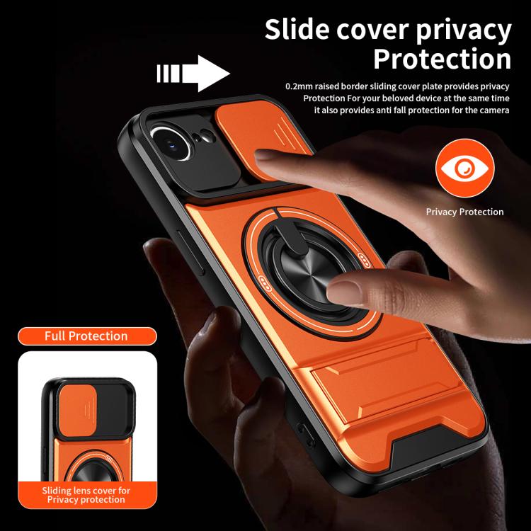 For iPhone 17e / 16e Lens Sliding Window Multifunctional Magnetic Shockproof Phone Case