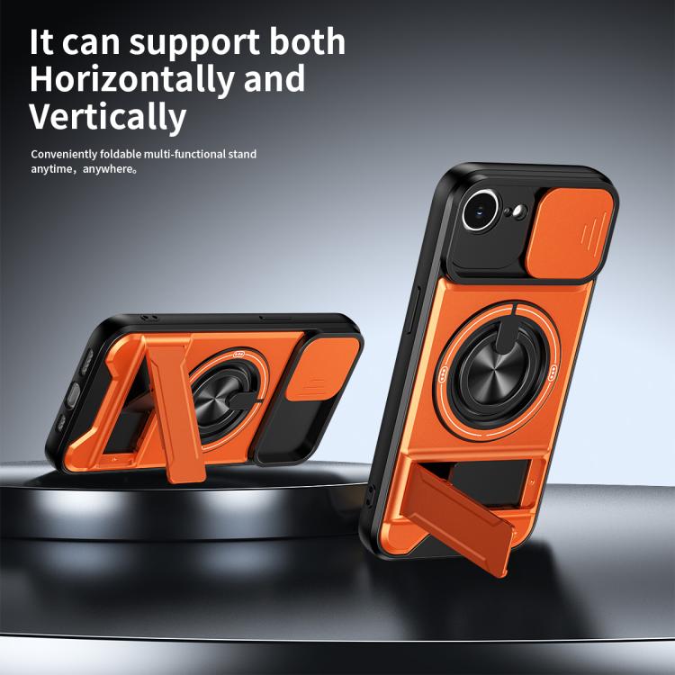 For iPhone 17e / 16e Lens Sliding Window Multifunctional Magnetic Shockproof Phone Case
