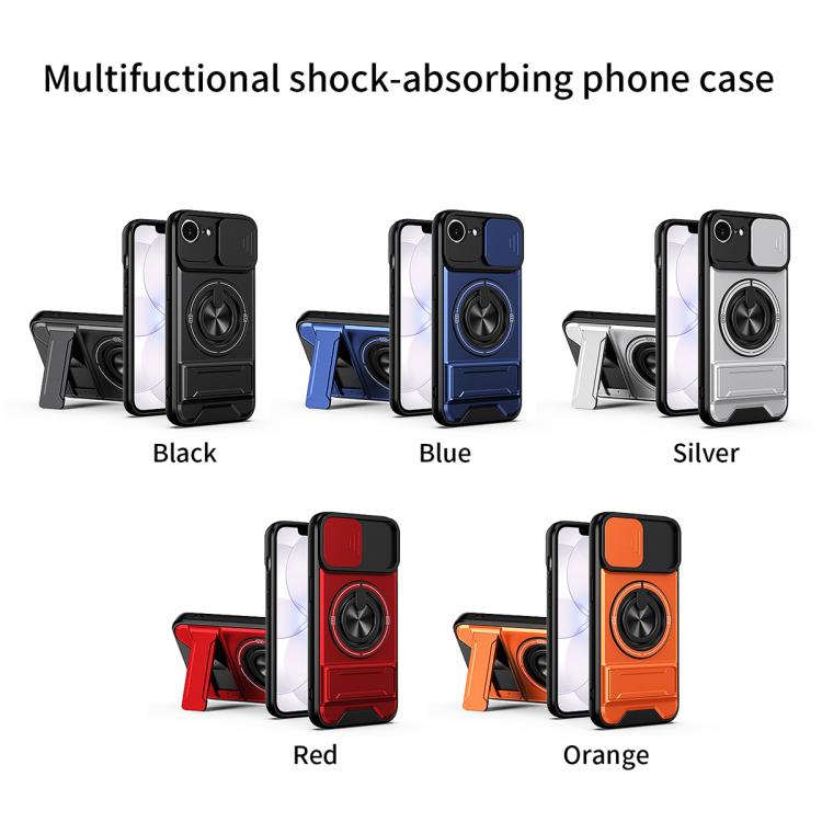 For iPhone 17e / 16e Lens Sliding Window Multifunctional Magnetic Shockproof Phone Case