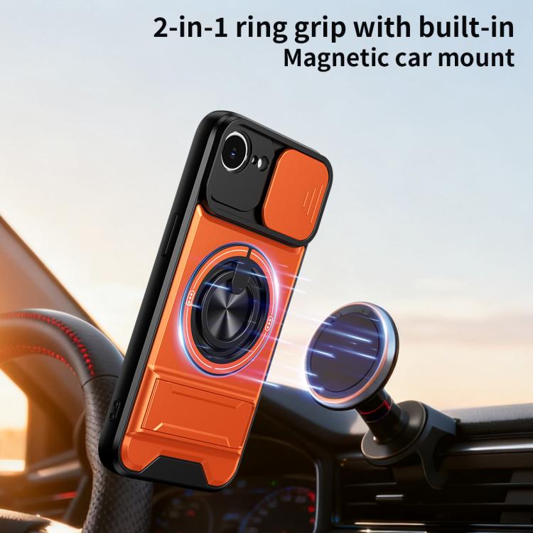 For iPhone 17e / 16e Lens Sliding Window Multifunctional Magnetic Shockproof Phone Case